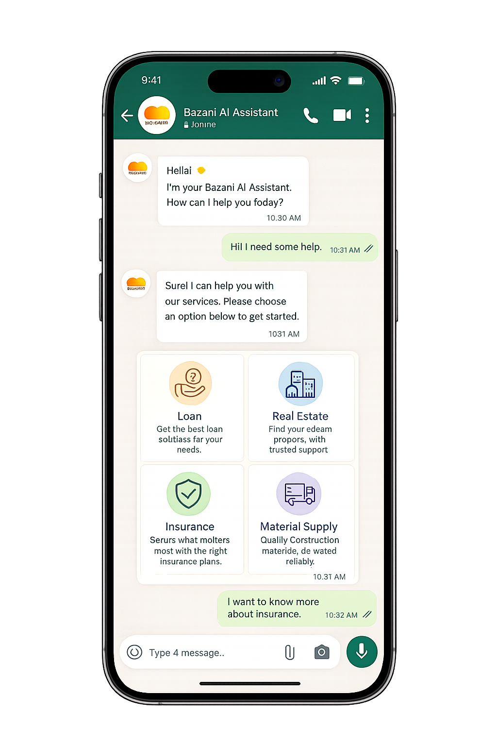 WhatsApp AI Assistant Mockup